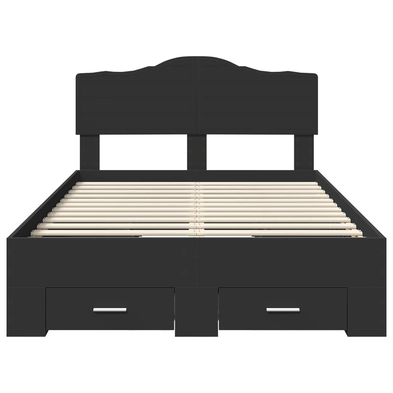 vidaXL Ágykeret fejtámlával fiókkal Fekete 120 x 190 cm Faanyag