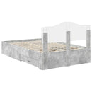 vidaXL Ágykeret fejtámlával fiókkal Beton Szürke 120 x 190 cm Faanyag
