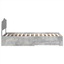 vidaXL Ágykeret fejtámlával fiókkal Beton Szürke 100 x 200 cm Faanyag