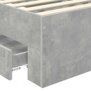 vidaXL Ágykeret fejtámlával fiókkal Beton Szürke 90 x 200 cm Faanyag