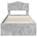 vidaXL Ágykeret fejtámlával fiókkal Beton Szürke 90 x 200 cm Faanyag