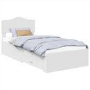 vidaXL Ágykeret fejtámlával fiókkal Fehér 90 x 190 cm Faanyag