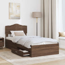 vidaXL Ágykeret fejtámlával fiókkal Barna Tölgy 70 x 190 cm Faanyag
