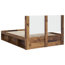 vidaXL Ágykeret tárolóval és fejtámlával Antik Fa 120 x 190 cm