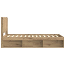 vidaXL Ágykeret tárolóval és fejtámlával Kézműves Tölgy 90 x 190 cm
