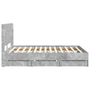 vidaXL Ágykeret tárolóval és fejtámlával Betonszürke 140 x 190 cm