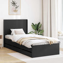 vidaXL Ágykeret tárolóval és fejtámlával Fekete 90 x 200 cm Szerelt Fa