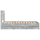 vidaXL Ágykeret tárolóval és fejtámlával Betonszürke 90 x 200 cm