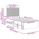 vidaXL Ágykeret tárolóval és fejtámlával Füstös Tölgy 90 x 200 cm