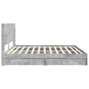 vidaXL Ágykeret tárolóval és fejtámlával Betonszürke 200 x 200 cm