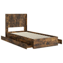 vidaXL Ágykeret tárolóval és fejtámlával Füstös Tölgy 75 x 190 cm