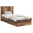 vidaXL Ágykeret tárolóval és fejtámlával Antik Fa 100 x 200 cm