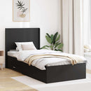 vidaXL Ágykeret tárolóval és fejtámlával Fekete 75 x 190 cm Szerelt Fa