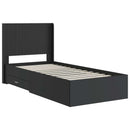 vidaXL Ágykeret tárolóval és fejtámlával Fekete 75 x 190 cm Szerelt Fa