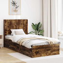 vidaXL Ágykeret tárolóval és fejtámlával Füstös Tölgy 75 x 190 cm