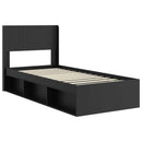 vidaXL Ágykeret tárolóval és fejtámlával Fekete 75 x 190 cm Szerelt Fa