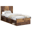 vidaXL Ágykeret tárolóval és fejtámlával Antik Fa 75 x 190 cm