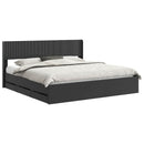 vidaXL Ágykeret tárolóval és fejtámlával fiókkal Fekete 200 x 200 cm