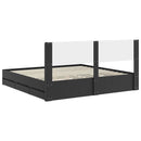 vidaXL Ágykeret tárolóval és fejtámlával fiókkal Fekete 200 x 200 cm