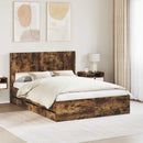 vidaXL Ágykeret tárolóval és fejtámlával Füstös Tölgy 135 x 190 cm