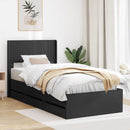 vidaXL Ágykeret tárolóval és fejtámlával Fekete 90 x 190 cm Szerelt Fa