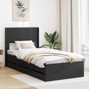 vidaXL Ágykeret tárolóval és fejtámlával Fekete 75 x 190 cm Szerelt Fa
