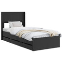 vidaXL Ágykeret tárolóval és fejtámlával Fekete 75 x 190 cm Szerelt Fa