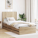 vidaXL Ágykeret tárolóval és fejtámlával Sonoma Tölgy 75 x 190 cm