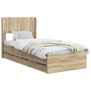 vidaXL Ágykeret tárolóval és fejtámlával Sonoma Tölgy 75 x 190 cm