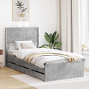 vidaXL Ágykeret tárolóval és fejtámlával Betonszürke 75 x 190 cm