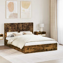 vidaXL Ágykeret tárolóval és fejtámlával Füstös Tölgy 135 x 190 cm