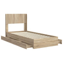 vidaXL Ágykeret tárolóval és fejtámlával Sonoma Tölgy 90 x 200 cm