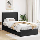 vidaXL Ágykeret tárolóval és fejtámlával Fekete 90 x 190 cm Szerelt Fa