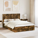 vidaXL Ágykeret tárolóval és fejtámlával Füstös Tölgy 140 x 190 cm