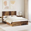 vidaXL Ágykeret tárolóval és fejtámlával Antik Fa 120 x 190 cm