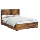 vidaXL Ágykeret tárolóval és fejtámlával Antik Fa 120 x 190 cm