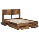 vidaXL Ágykeret tárolóval és fejtámlával Antik Fa 120 x 190 cm