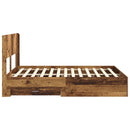 vidaXL Ágykeret tárolóval és fejtámlával Antik Fa 120 x 190 cm