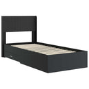 vidaXL Ágykeret tárolóval és fejtámlával Fekete 75 x 190 cm Szerelt Fa