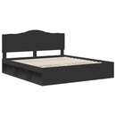 vidaXL Ágykeret fejtámlával Fekete 200 x 200 cm Tömör fenyőfa