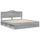 vidaXL Ágykeret fejtámlával Szürke Sonoma 200 x 200 cm Tömör fenyőfa