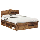vidaXL Ágykeret fejtámlával Öreg fa 140 x 190 cm Tömör fenyőfa