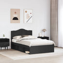 vidaXL Ágykeret fejtámlával Fekete 135 x 190 cm Tömör fenyőfa