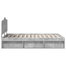 vidaXL Ágykeret fejtámlával Beton Szürke 135 x 190 cm Tömör fenyőfa