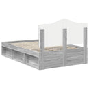 vidaXL Ágykeret fejtámlával Szürke Sonoma 120 x 200 cm Tömör fenyőfa