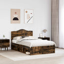 vidaXL Ágykeret fejtámlával Füstölt tölgy 120 x 190 cm Tömör fenyőfa