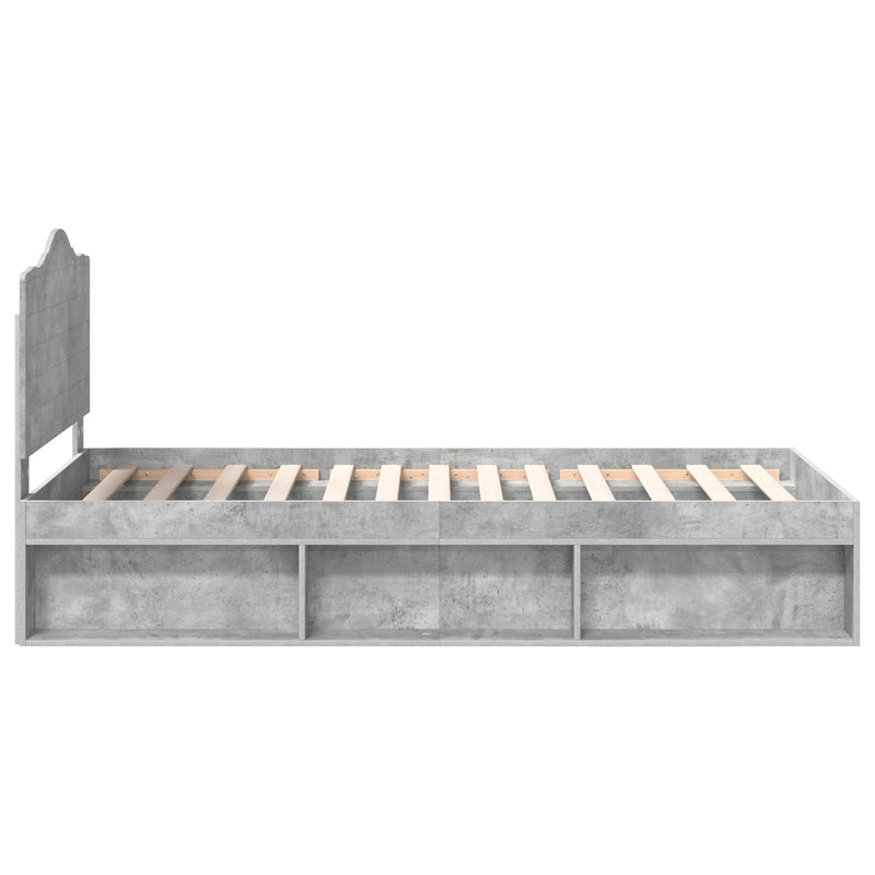 vidaXL Ágykeret fejtámlával Beton Szürke 100 x 200 cm Tömör fenyőfa