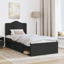 vidaXL Ágykeret fejtámlával Fekete 90 x 200 cm Tömör fenyőfa