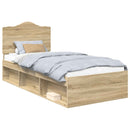 vidaXL Ágykeret fejtámlával Sonoma tölgy 75 x 190 cm Tömör fenyőfa