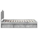 vidaXL Ágykeret fejtámlával Beton Szürke 75 x 190 cm Tömör fenyőfa